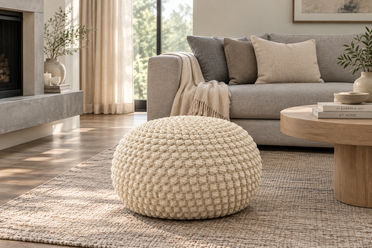 Crochet Pouf Pattern – DIY Round Floor Pouf | Digital PDF Pattern