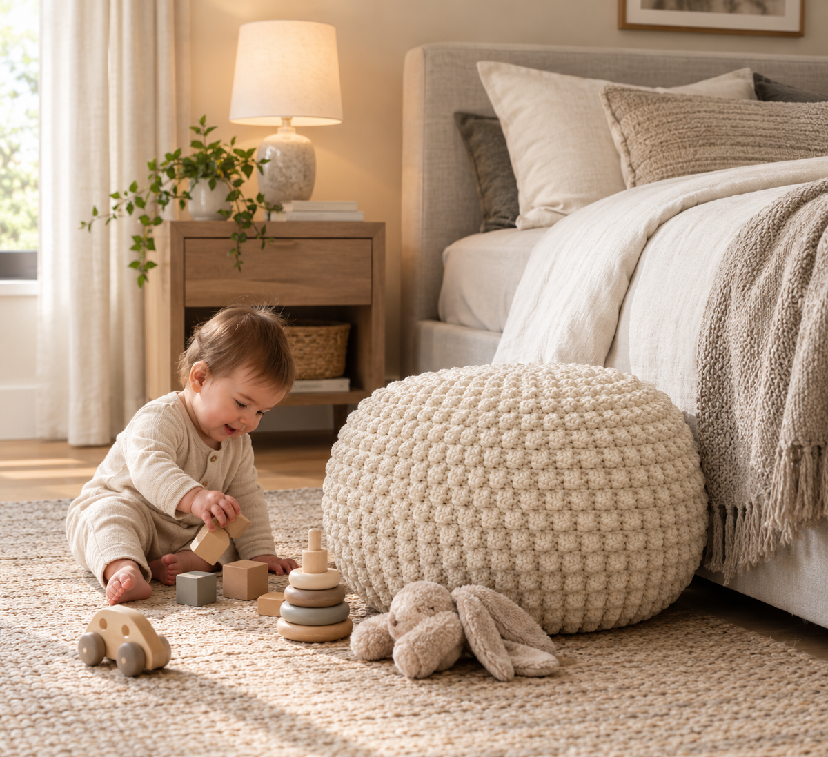 Crochet Pouf Pattern – DIY Round Floor Pouf | Digital PDF Pattern
