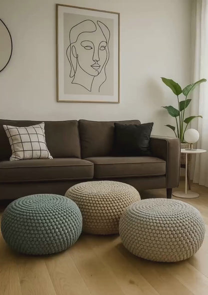 Crochet Pouf Pattern – DIY Round Floor Pouf | Digital PDF Pattern